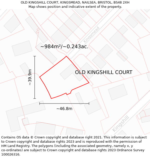 OLD KINGSHILL COURT, KINGSMEAD, NAILSEA, BRISTOL, BS48 2XH: Plot and title map