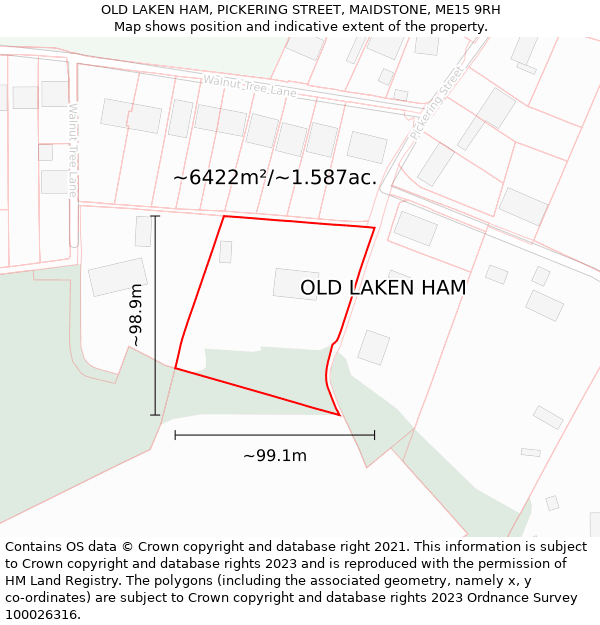 OLD LAKEN HAM, PICKERING STREET, MAIDSTONE, ME15 9RH: Plot and title map