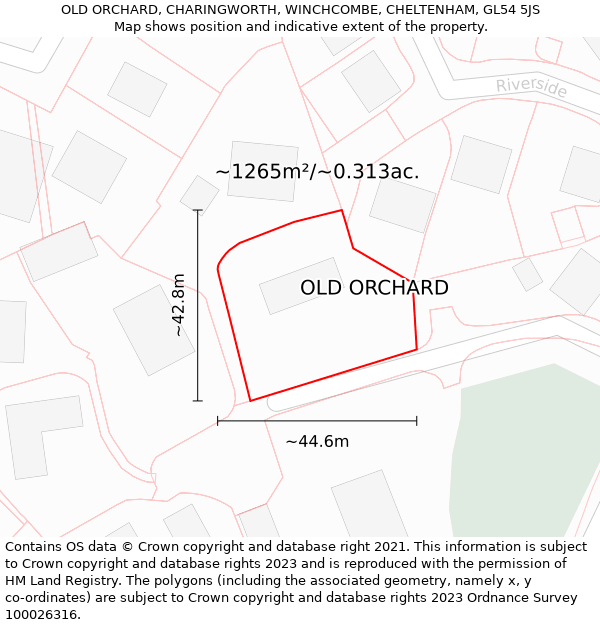 OLD ORCHARD, CHARINGWORTH, WINCHCOMBE, CHELTENHAM, GL54 5JS: Plot and title map