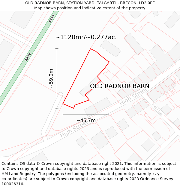 OLD RADNOR BARN, STATION YARD, TALGARTH, BRECON, LD3 0PE: Plot and title map