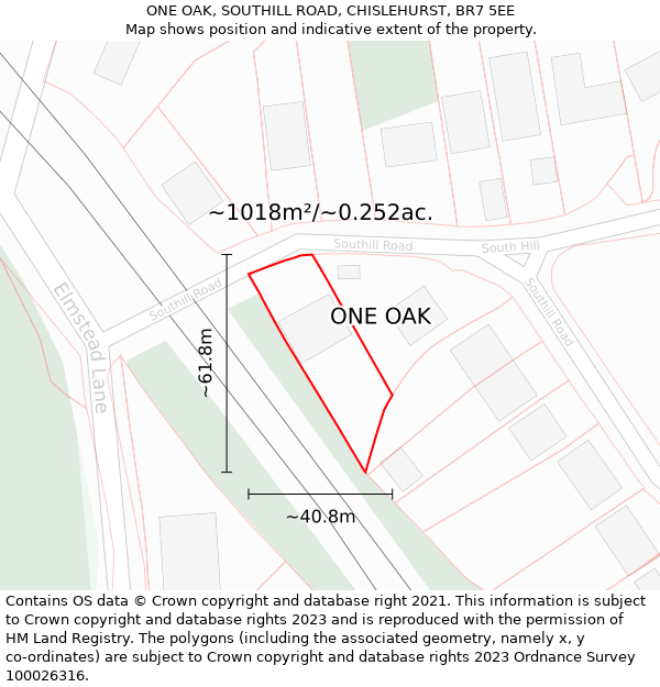ONE OAK, SOUTHILL ROAD, CHISLEHURST, BR7 5EE: Plot and title map