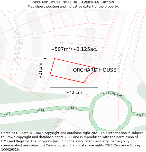 ORCHARD HOUSE, GORE HILL, AMERSHAM, HP7 0JN: Plot and title map