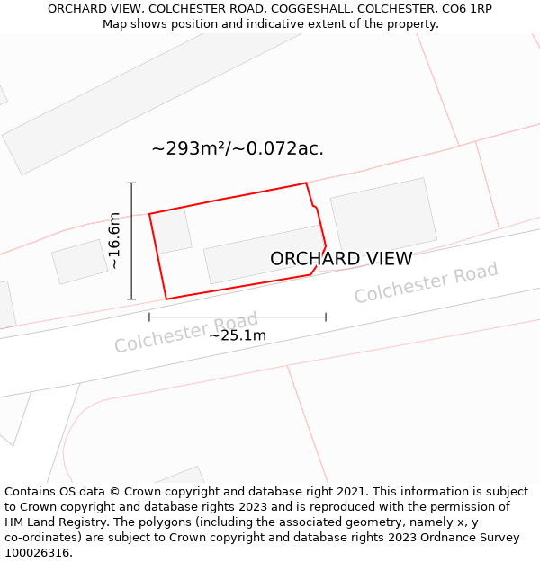 ORCHARD VIEW, COLCHESTER ROAD, COGGESHALL, COLCHESTER, CO6 1RP: Plot and title map