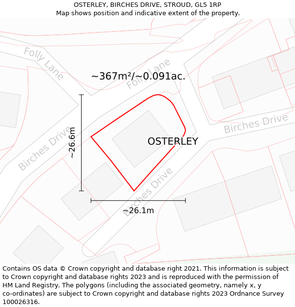 OSTERLEY, BIRCHES DRIVE, STROUD, GL5 1RP: Plot and title map