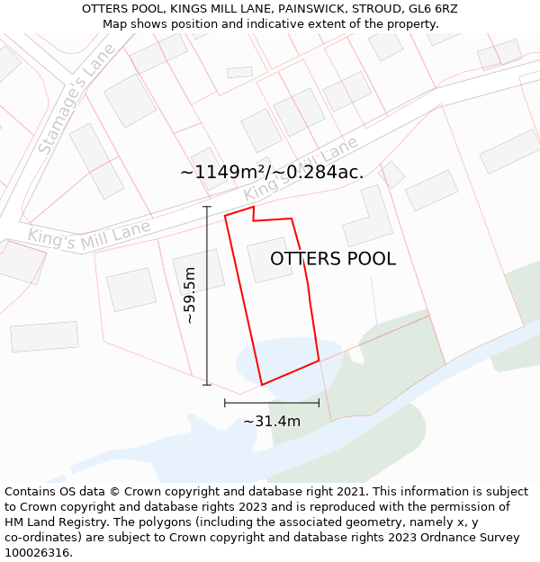 OTTERS POOL, KINGS MILL LANE, PAINSWICK, STROUD, GL6 6RZ: Plot and title map