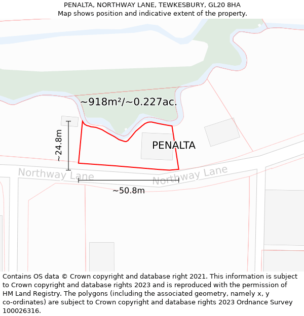 PENALTA, NORTHWAY LANE, TEWKESBURY, GL20 8HA: Plot and title map