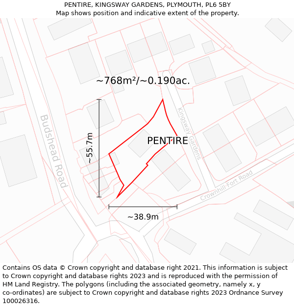 PENTIRE, KINGSWAY GARDENS, PLYMOUTH, PL6 5BY: Plot and title map