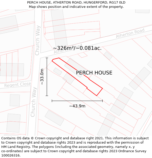 PERCH HOUSE, ATHERTON ROAD, HUNGERFORD, RG17 0LD: Plot and title map