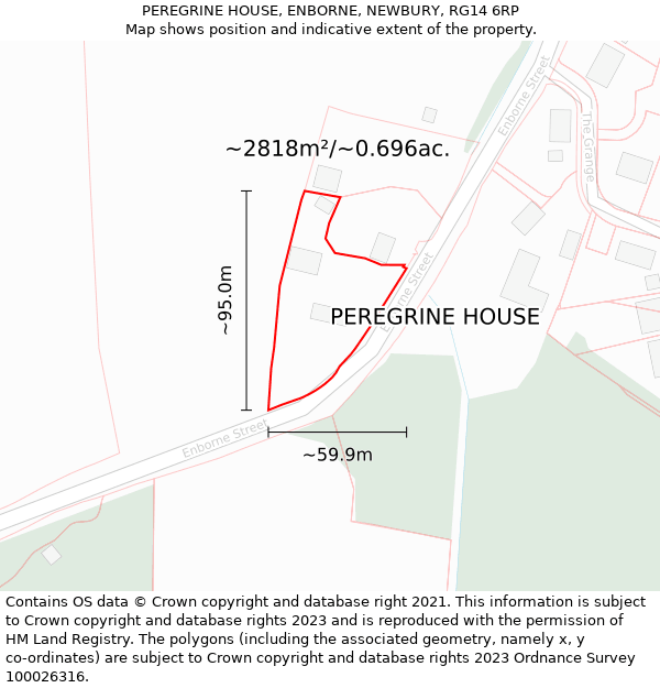 PEREGRINE HOUSE, ENBORNE, NEWBURY, RG14 6RP: Plot and title map