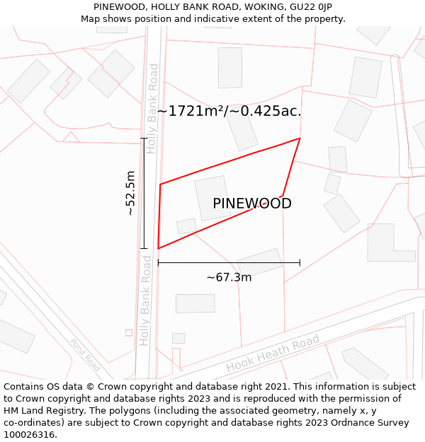 PINEWOOD, HOLLY BANK ROAD, WOKING, GU22 0JP: Plot and title map