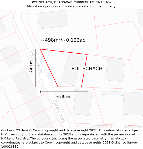 POITSCHACH, DEANSWAY, CHIPPENHAM, SN15 1QY: Plot and title map