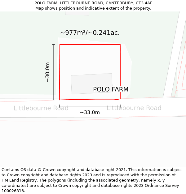 POLO FARM, LITTLEBOURNE ROAD, CANTERBURY, CT3 4AF: Plot and title map