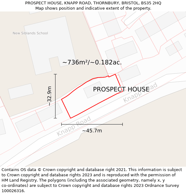 PROSPECT HOUSE, KNAPP ROAD, THORNBURY, BRISTOL, BS35 2HQ: Plot and title map