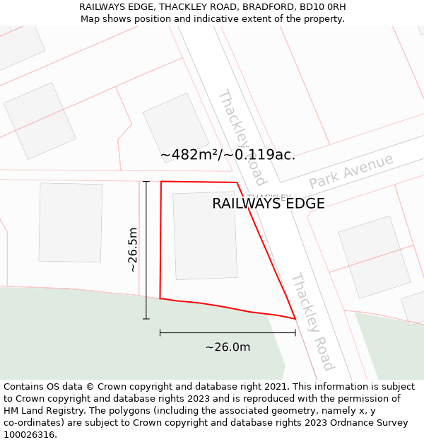 RAILWAYS EDGE, THACKLEY ROAD, BRADFORD, BD10 0RH: Plot and title map