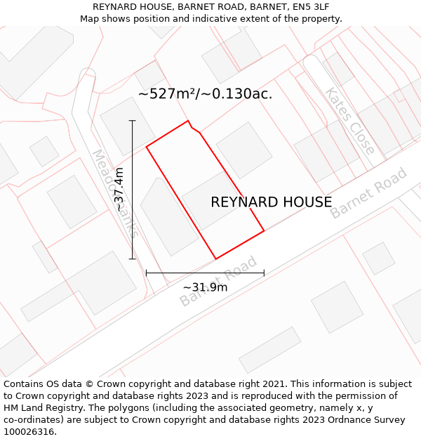 REYNARD HOUSE, BARNET ROAD, BARNET, EN5 3LF: Plot and title map