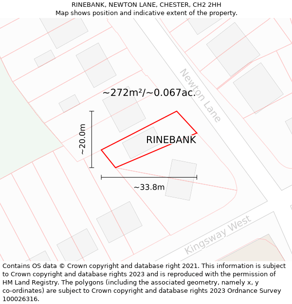 RINEBANK, NEWTON LANE, CHESTER, CH2 2HH: Plot and title map