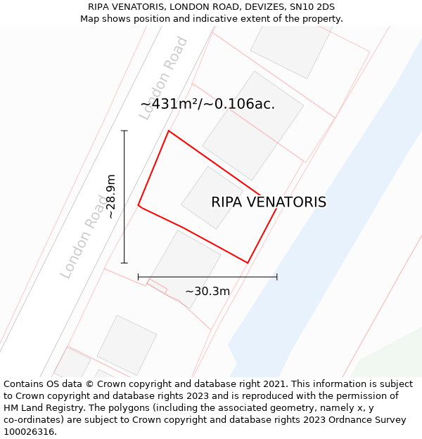 RIPA VENATORIS, LONDON ROAD, DEVIZES, SN10 2DS: Plot and title map