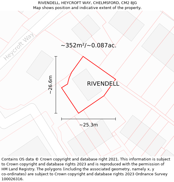 RIVENDELL, HEYCROFT WAY, CHELMSFORD, CM2 8JG: Plot and title map