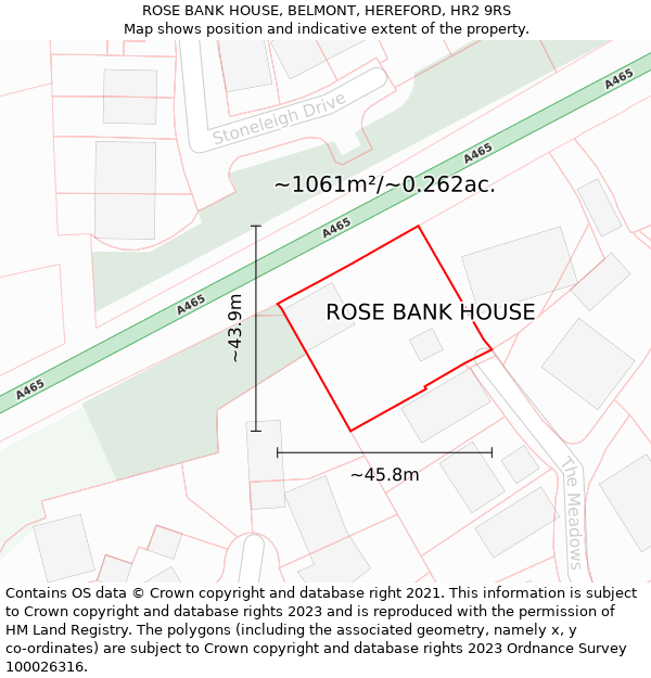ROSE BANK HOUSE, BELMONT, HEREFORD, HR2 9RS: Plot and title map