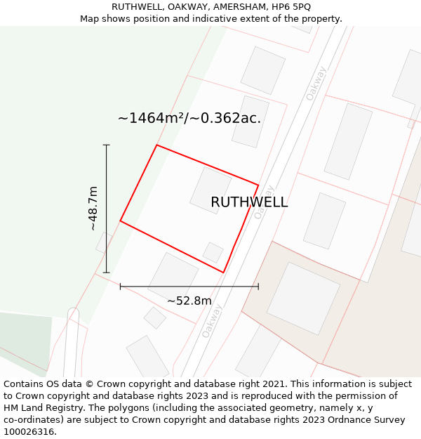 RUTHWELL, OAKWAY, AMERSHAM, HP6 5PQ: Plot and title map