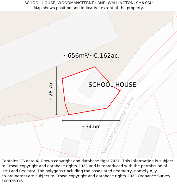 SCHOOL HOUSE, WOODMANSTERNE LANE, WALLINGTON, SM6 0SU: Plot and title map