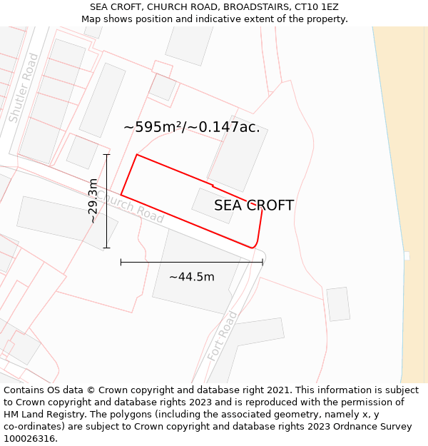 SEA CROFT, CHURCH ROAD, BROADSTAIRS, CT10 1EZ: Plot and title map