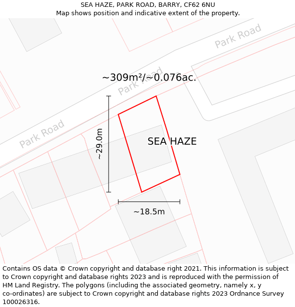 SEA HAZE, PARK ROAD, BARRY, CF62 6NU: Plot and title map