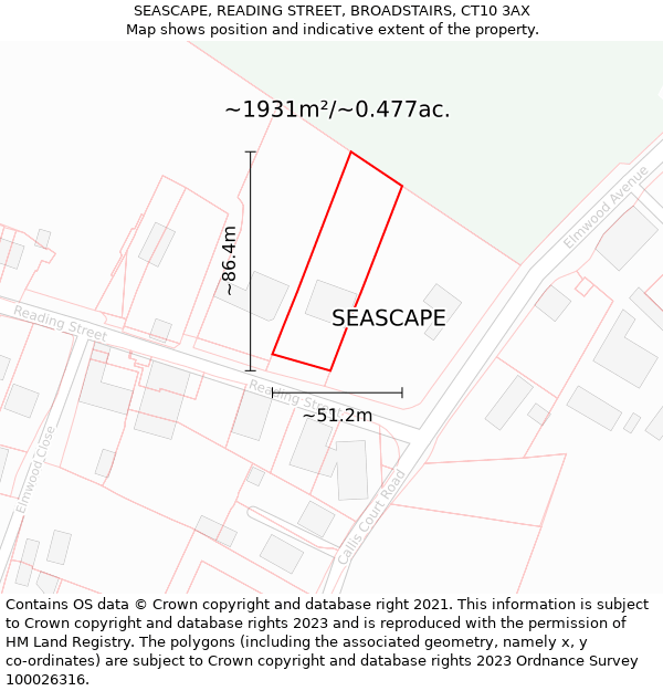 SEASCAPE, READING STREET, BROADSTAIRS, CT10 3AX: Plot and title map