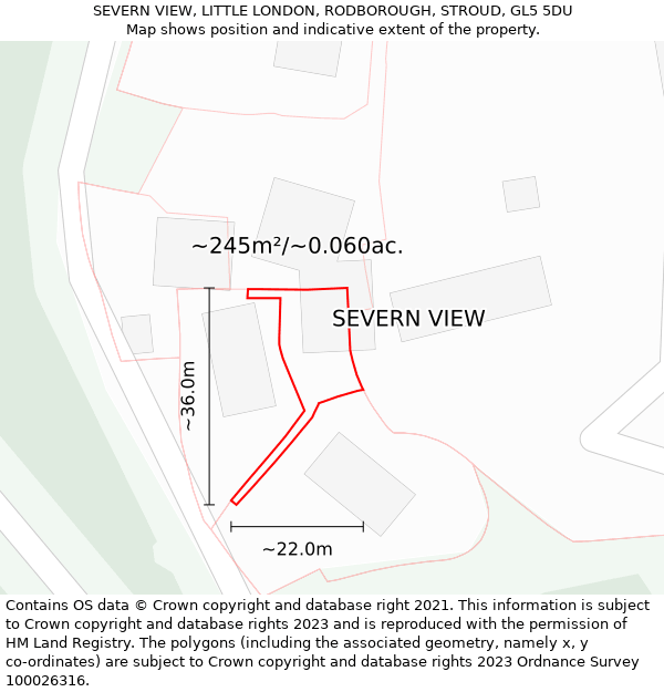 SEVERN VIEW, LITTLE LONDON, RODBOROUGH, STROUD, GL5 5DU: Plot and title map