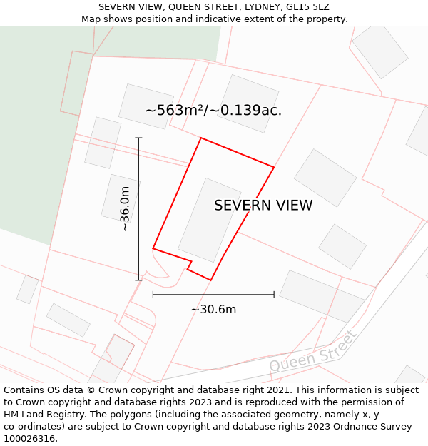 SEVERN VIEW, QUEEN STREET, LYDNEY, GL15 5LZ: Plot and title map