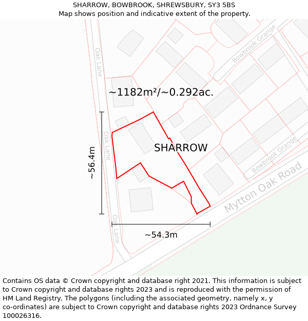 SHARROW, BOWBROOK, SHREWSBURY, SY3 5BS: Plot and title map