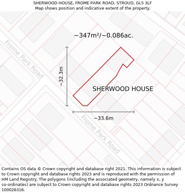 SHERWOOD HOUSE, FROME PARK ROAD, STROUD, GL5 3LF: Plot and title map