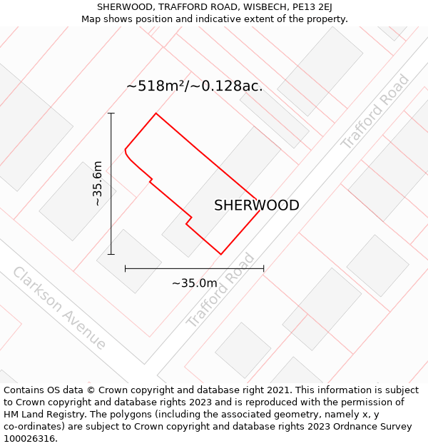 SHERWOOD, TRAFFORD ROAD, WISBECH, PE13 2EJ: Plot and title map