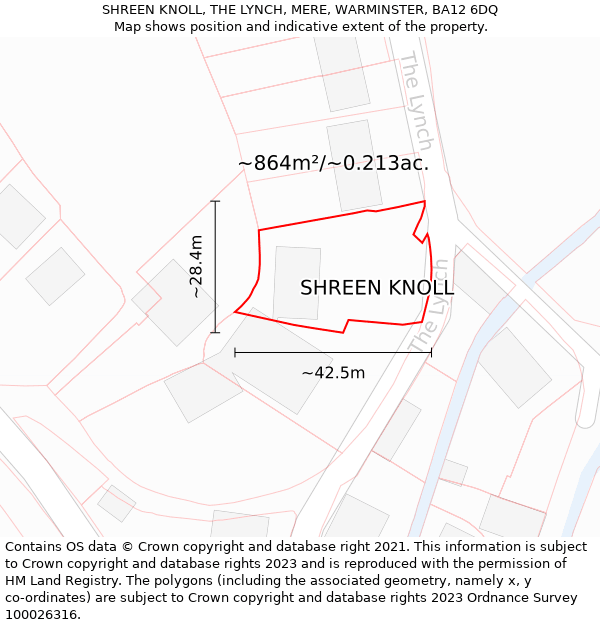 SHREEN KNOLL, THE LYNCH, MERE, WARMINSTER, BA12 6DQ: Plot and title map