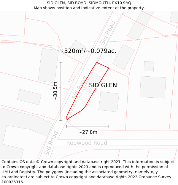 SID GLEN, SID ROAD, SIDMOUTH, EX10 9AQ: Plot and title map