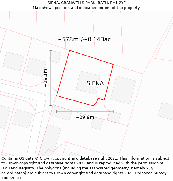 SIENA, CRANWELLS PARK, BATH, BA1 2YE: Plot and title map