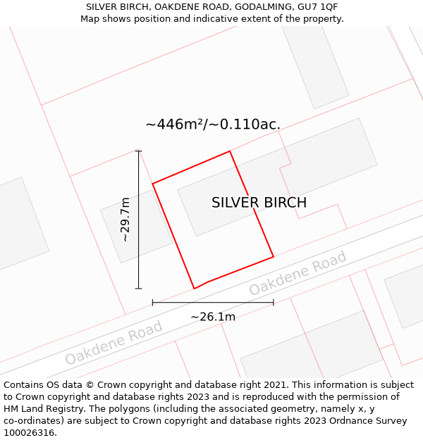 SILVER BIRCH, OAKDENE ROAD, GODALMING, GU7 1QF: Plot and title map