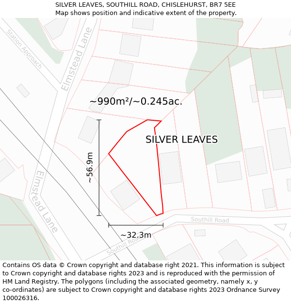 SILVER LEAVES, SOUTHILL ROAD, CHISLEHURST, BR7 5EE: Plot and title map