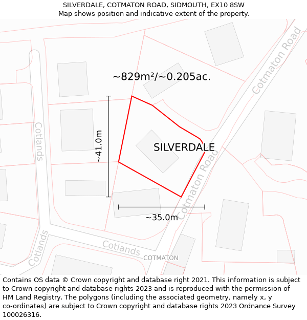 SILVERDALE, COTMATON ROAD, SIDMOUTH, EX10 8SW: Plot and title map