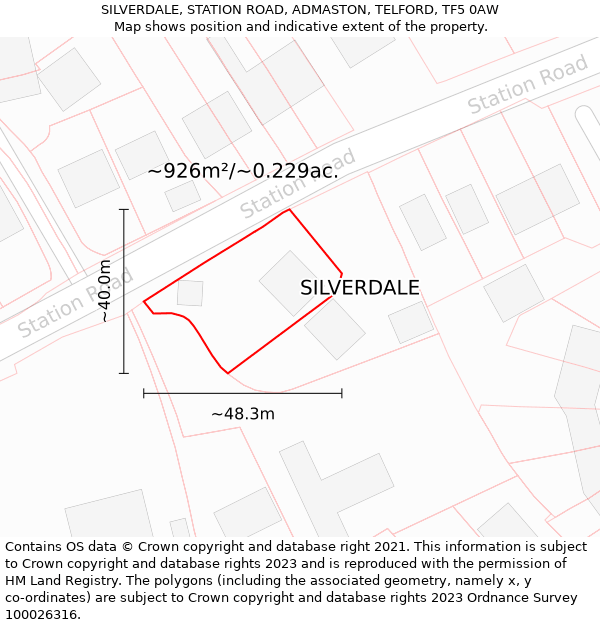 SILVERDALE, STATION ROAD, ADMASTON, TELFORD, TF5 0AW: Plot and title map