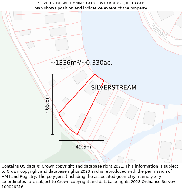 SILVERSTREAM, HAMM COURT, WEYBRIDGE, KT13 8YB: Plot and title map