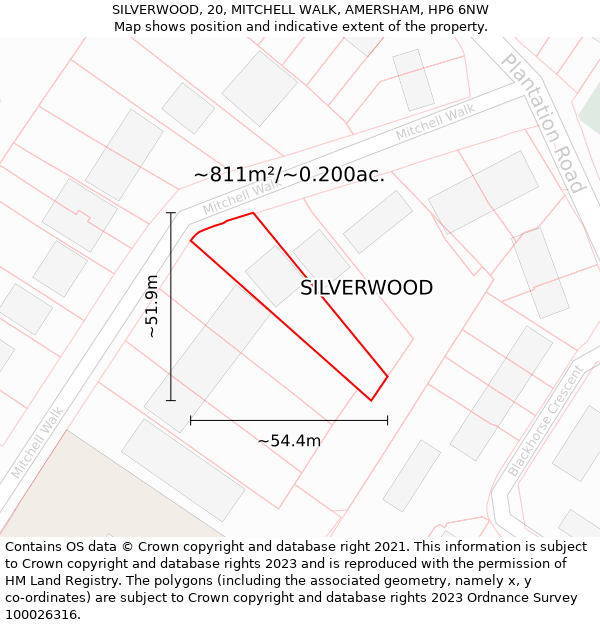 SILVERWOOD, 20, MITCHELL WALK, AMERSHAM, HP6 6NW: Plot and title map