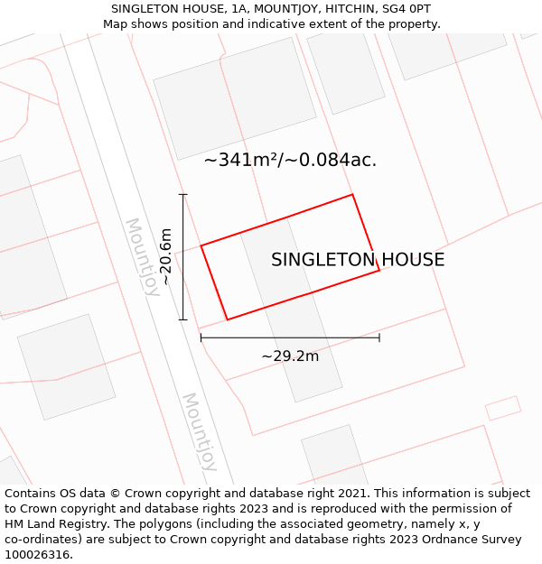 SINGLETON HOUSE, 1A, MOUNTJOY, HITCHIN, SG4 0PT: Plot and title map