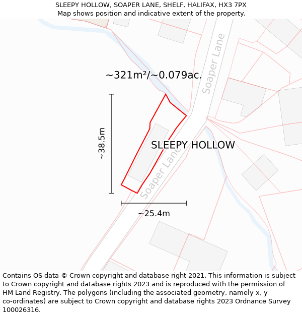 SLEEPY HOLLOW, SOAPER LANE, SHELF, HALIFAX, HX3 7PX: Plot and title map