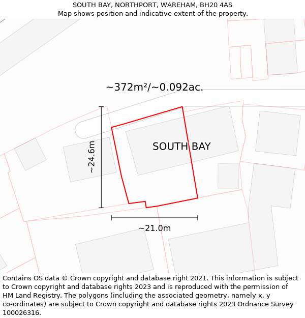 SOUTH BAY, NORTHPORT, WAREHAM, BH20 4AS: Plot and title map