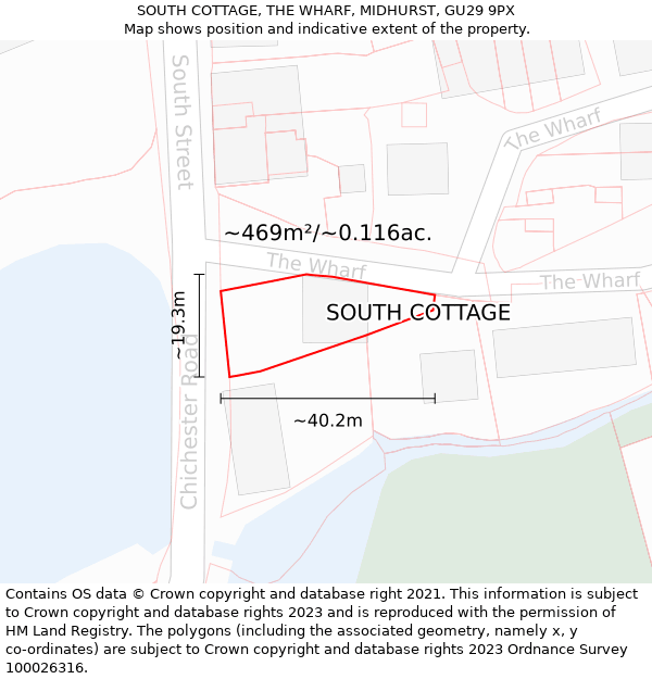 SOUTH COTTAGE, THE WHARF, MIDHURST, GU29 9PX: Plot and title map