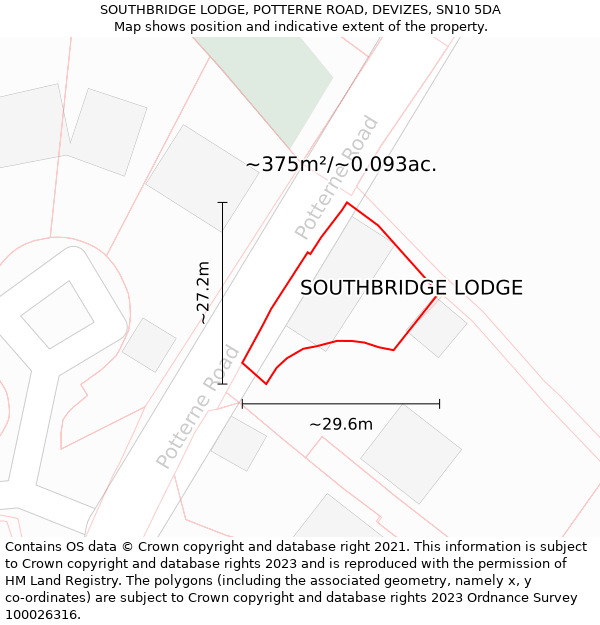 SOUTHBRIDGE LODGE, POTTERNE ROAD, DEVIZES, SN10 5DA: Plot and title map
