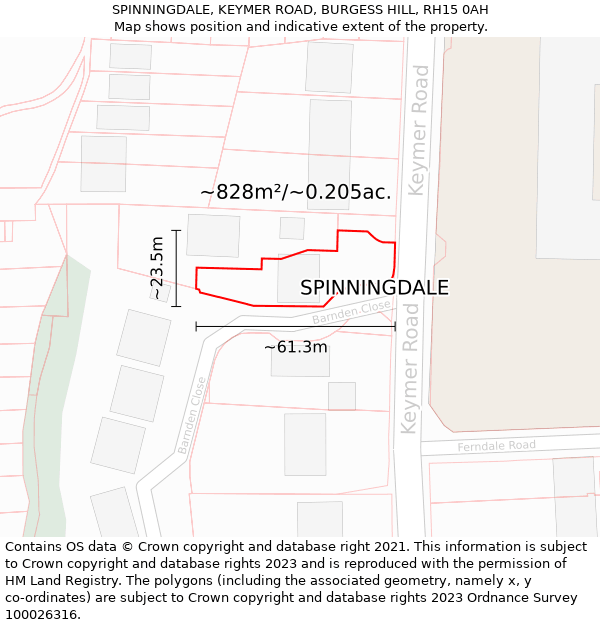 SPINNINGDALE, KEYMER ROAD, BURGESS HILL, RH15 0AH: Plot and title map