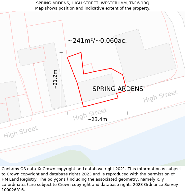 SPRING ARDENS, HIGH STREET, WESTERHAM, TN16 1RQ: Plot and title map