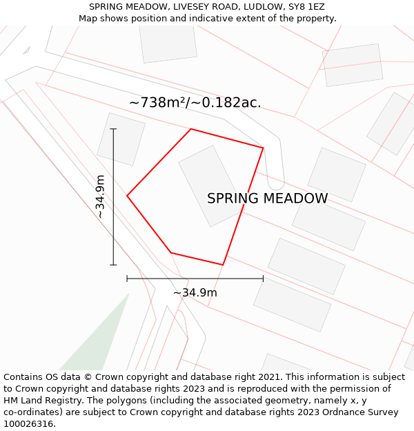 SPRING MEADOW, LIVESEY ROAD, LUDLOW, SY8 1EZ: Plot and title map